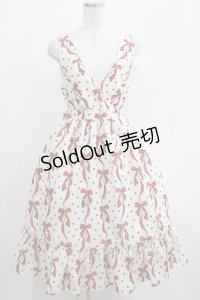 Melody BasKet / ドットリボン結びのジャンパースカート  オフ×レッド H-25-04-21-1002-LO-OP-KB-ZH