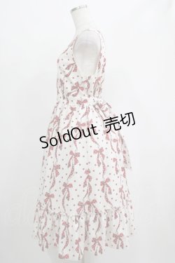画像2: Melody BasKet / ドットリボン結びのジャンパースカート  オフ×レッド H-25-04-21-1002-LO-OP-KB-ZH