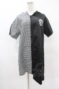 NieR Clothing / 半袖ZIPパーカー  黒×チェック H-25-04-22-044-PU-TO-KB-ZH