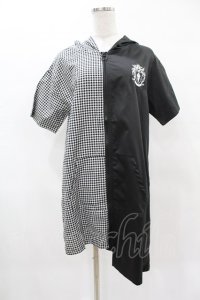 NieR Clothing / 半袖ZIPパーカー  黒×チェック H-25-04-22-044-PU-TO-KB-ZH