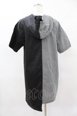 画像2: NieR Clothing / 半袖ZIPパーカー  黒×チェック H-25-04-22-044-PU-TO-KB-ZH