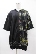 NieR Clothing / 総柄ZIP半袖パーカー  黒×プリント H-25-04-22-045-PU-TO-KB-ZH
