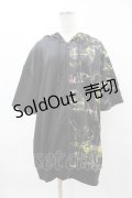 NieR Clothing / 総柄ZIP半袖パーカー  黒×プリント H-25-04-22-045-PU-TO-KB-ZH