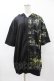 画像1: NieR Clothing / 総柄ZIP半袖パーカー  黒×プリント H-25-04-22-045-PU-TO-KB-ZH (1)