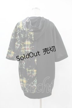 画像2: NieR Clothing / 総柄ZIP半袖パーカー  黒×プリント H-25-04-22-045-PU-TO-KB-ZH