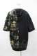 画像2: NieR Clothing / 総柄ZIP半袖パーカー  黒×プリント H-25-04-22-045-PU-TO-KB-ZH (2)