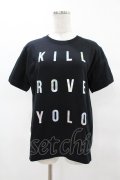 KRY CLOTHING / 英字プリントTシャツ  黒×ホログラム H-25-04-22-047-EL-TS-KB-ZH
