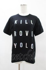 KRY CLOTHING / 英字プリントTシャツ  黒×ホログラム H-25-04-22-047-EL-TS-KB-ZH