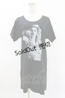 画像1: HYSTERIC GLAMOUR / COURTNEY LOVE カットソーワンピース  黒 H-25-04-22-004-PU-OP-KB-ZH