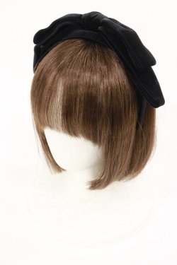 画像1: Fi.n.t / ロゴ刺繍入りベロアリボンカチューシャ  ブラック H-25-04-22-1041-CA-AC-NS-ZH