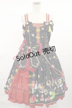 画像1: metamorphose / おもひでのあめ細工サイドフリルジャンパースカート Free ブラック H-25-04-22-1002-ME-OP-NS-ZH