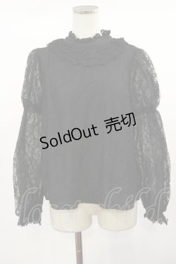 画像1: axes femme kawaii / レーシー2段パフ袖ブラウス M ブラック H-25-04-22-1019-AX-BL-NS-ZH
