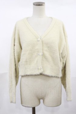 画像1: F&A / クリアローズ釦フェザーニットカーディガン Free IVORY H-25-04-22-1027-LO-TO-NS-ZH