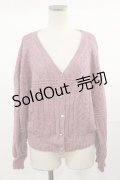 axes femme / 透かし編みニットカーディガン M ピンク H-25-04-22-1030-AX-TO-NS-ZH