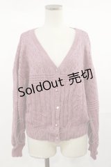 axes femme / 透かし編みニットカーディガン M ピンク H-25-04-22-1030-AX-TO-NS-ZH
