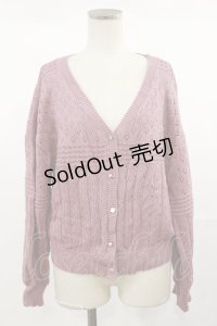axes femme / 透かし編みニットカーディガン M ピンク H-25-04-22-1030-AX-TO-NS-ZH