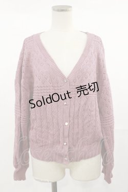 画像1: axes femme / 透かし編みニットカーディガン M ピンク H-25-04-22-1030-AX-TO-NS-ZH
