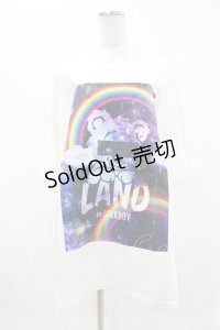 LAND by MILKBOY / LAND BEAR SPACE RAINBOW TEE 2XL ホワイト H-25-04-22-010-MB-TO-KB-ZH