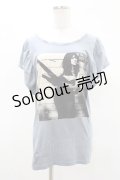 HYSTERIC GLAMOUR / フォトプリントギャザースリーブカットソー  ブルー H-25-04-22-014-PU-TO-KB-ZH