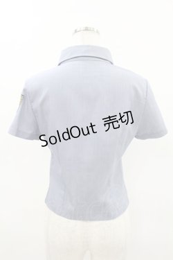 画像2: NieR Clothing / ワッペン半袖シャツ  ブルーグレー H-25-04-22-015-PU-BL-KB-ZH