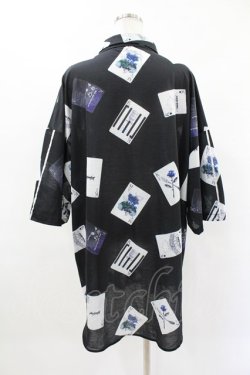 画像2: KINGLYMASK / トランプ総柄半袖カットソーシャツ  黒 H-25-04-22-022-PU-BL-KB-ZH