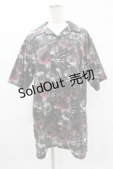 SEX POT ReVeNGe / ローズプリント半袖シャツ  黒×レッド H-25-04-22-023-SP-BL-KB-ZH