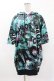 画像1: NieR Clothing / 総柄半袖プルパーカー  黒×緑 H-25-04-22-024-PU-TO-KB-ZH (1)