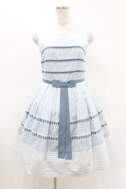 画像1: Sherry Baby / レースとボーダーのワンピース  サックス H-25-04-22-002-LO-OP-KB-ZH