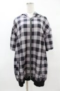 NieR Clothing / 半袖ZIPパーカー  黒ギンガム H-25-04-22-030-PU-TO-KB-ZH