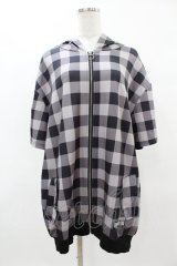 NieR Clothing / 半袖ZIPパーカー  黒ギンガム H-25-04-22-030-PU-TO-KB-ZH