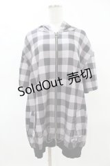 NieR Clothing / 半袖ZIPパーカー  黒ギンガム H-25-04-22-030-PU-TO-KB-ZH