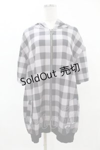 NieR Clothing / 半袖ZIPパーカー  黒ギンガム H-25-04-22-030-PU-TO-KB-ZH