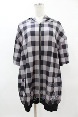 画像1: NieR Clothing / 半袖ZIPパーカー  黒ギンガム H-25-04-22-030-PU-TO-KB-ZH
