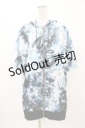 NieR Clothing / 総柄ZIP半袖パーカー  黒×青 H-25-04-22-031-PU-TO-KB-ZH