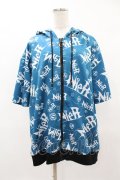 NieR Clothing / 総柄ZIP半袖パーカー  青 H-25-04-22-032-PU-TO-KB-ZH