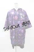 NieR Clothing / 総柄ZIP半袖パーカー  紫 H-25-04-22-033-PU-TO-KB-ZH