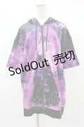 NieR Clothing / 総柄ZIP半袖パーカー  黒×紫 H-25-04-22-034-PU-TO-KB-ZH