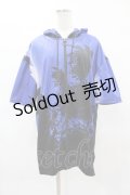 NieR Clothing / 総柄ZIP半袖パーカー  黒 H-25-04-22-035-PU-TO-KB-ZH