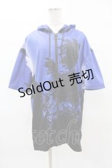 NieR Clothing / 総柄ZIP半袖パーカー  黒 H-25-04-22-035-PU-TO-KB-ZH