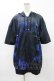 画像1: NieR Clothing / 総柄ZIP半袖パーカー  黒×青 H-25-04-22-036-PU-TO-KB-ZH (1)