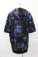 画像2: NieR Clothing / 総柄ZIP半袖パーカー  黒 H-25-04-22-037-PU-TO-KB-ZH (2)
