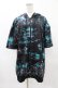 画像1: NieR Clothing / 総柄ZIP半袖パーカー  黒 H-25-04-22-038-PU-TO-KB-ZH (1)