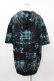 画像2: NieR Clothing / 総柄ZIP半袖パーカー  黒 H-25-04-22-038-PU-TO-KB-ZH (2)