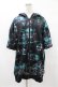 画像1: NieR Clothing / 総柄ZIP半袖パーカー  黒 H-25-04-22-039-PU-TO-KB-ZH (1)