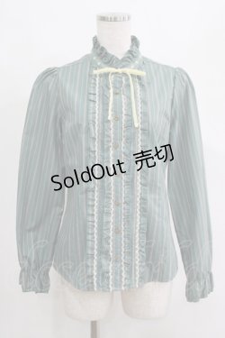 画像1: axes femme / ストライプブラウス M グリーン H-25-04-23-031-AX-BL-NS-ZH