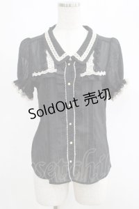 axes femme / ストライプブラウス M ブラック H-25-04-23-038-AX-BL-NS-ZH