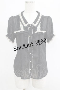 画像1: axes femme / ストライプブラウス M ブラック H-25-04-23-038-AX-BL-NS-ZH