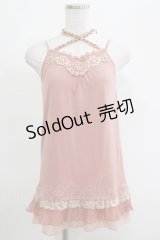 axes femme / 裾プリーツキャミソール M ピンク H-25-04-23-054-AX-TO-NS-ZH