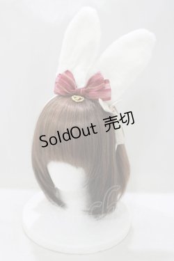 画像1: BABY,THE STARS SHINE BRIGHT / 時計うさぎのうさみみカチューシャ  オフ/エンジ H-25-04-23-074-BA-AC-NS-ZH