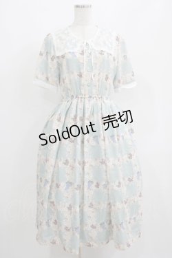 画像1: Fi.n.t / レース付け衿レトロフラワーチェック柄ワンピース Free SAX×WH H-25-04-23-018-CA-OP-NS-ZH